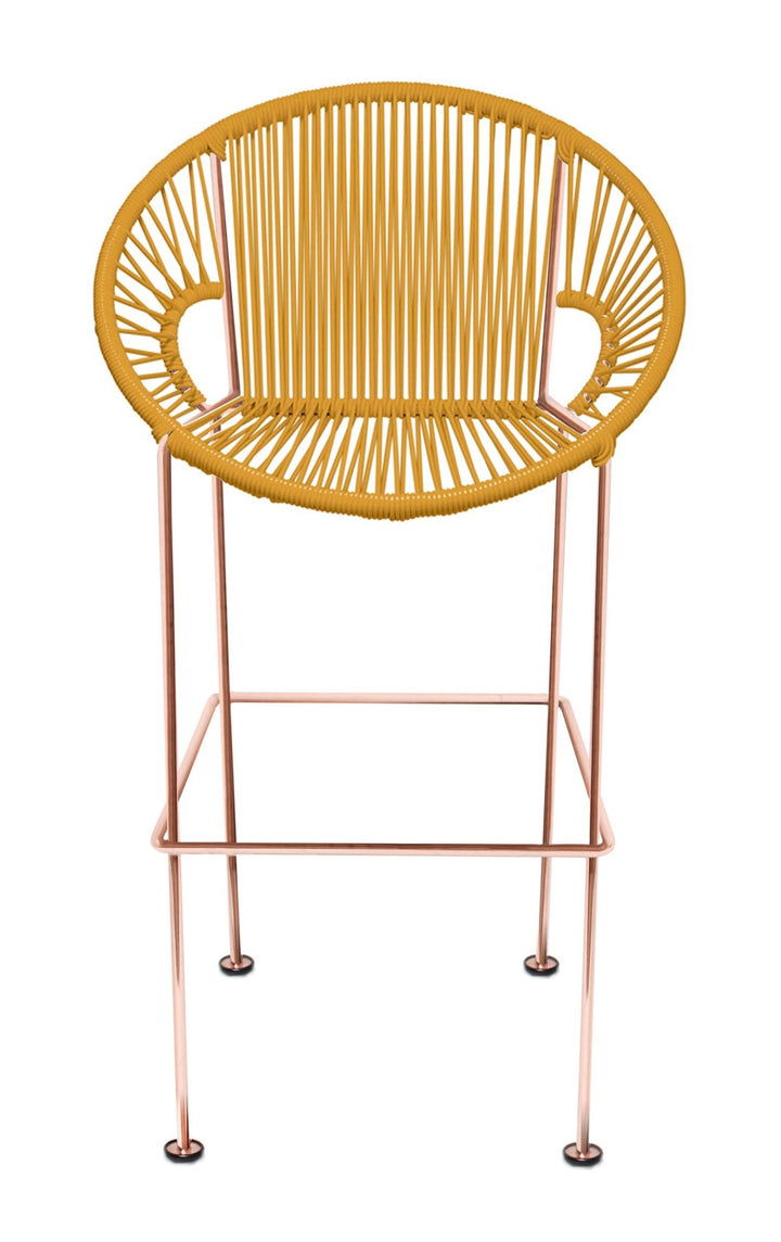 Puerto Stool - Copper Frame - Set of 2 - Innit Designs - Stools + Benches + Ottomans - Caramel - Bar Height - HORNE