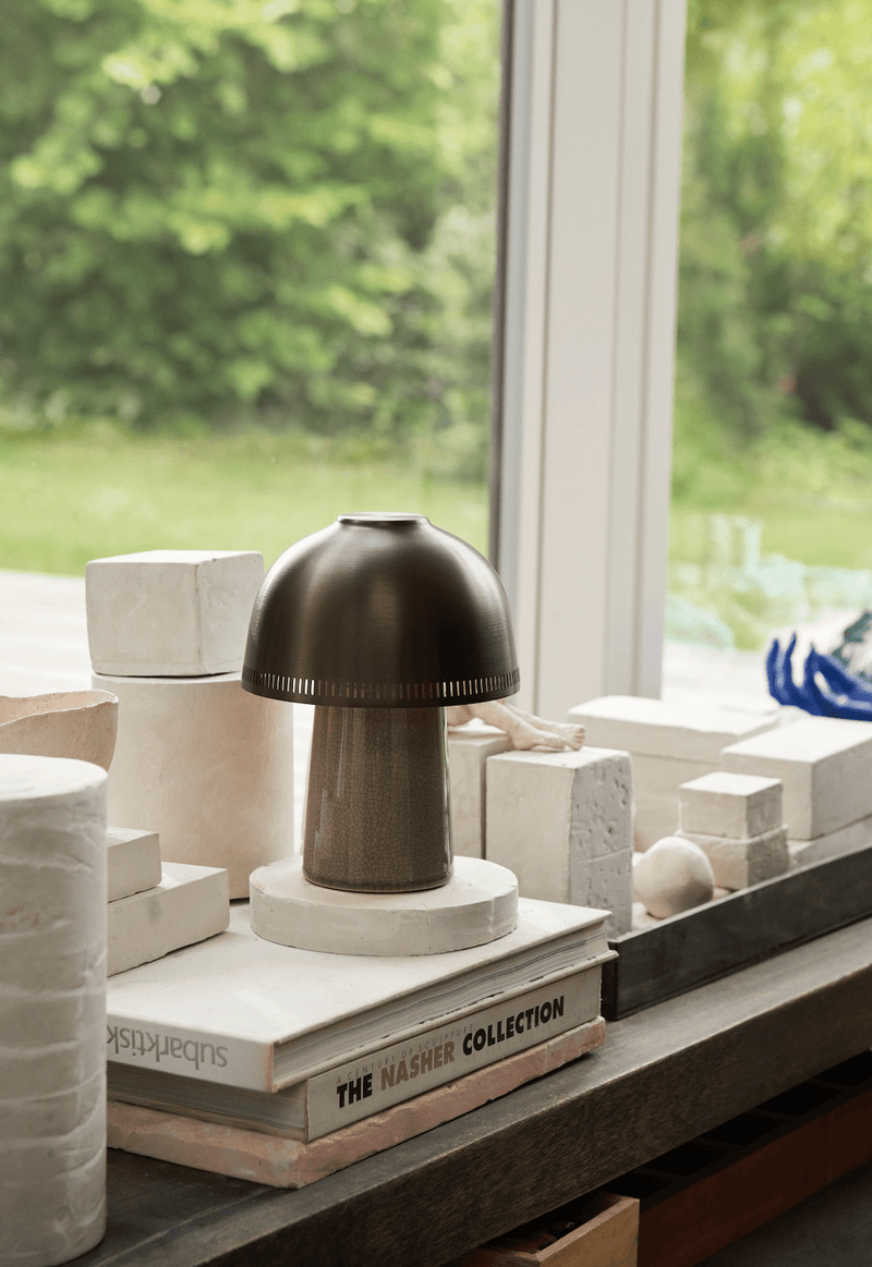 Raku SH8 Portable Lamp - &Tradition - Table + Task - Blue Green & Brass - HORNE