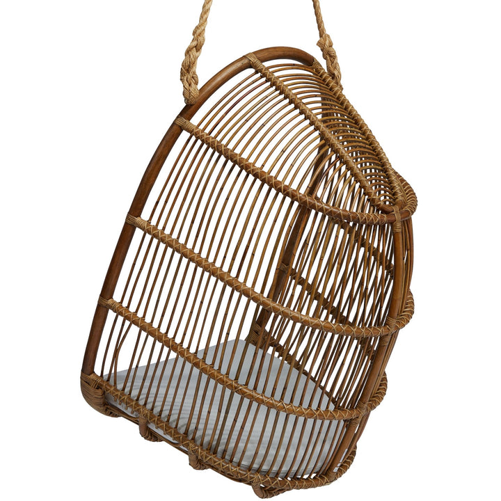 Renoir Rattan Hanging Swing Chair - Sika Design - Chairs - Taupe - Sunbrella Sailcloth Seagull - HORNE