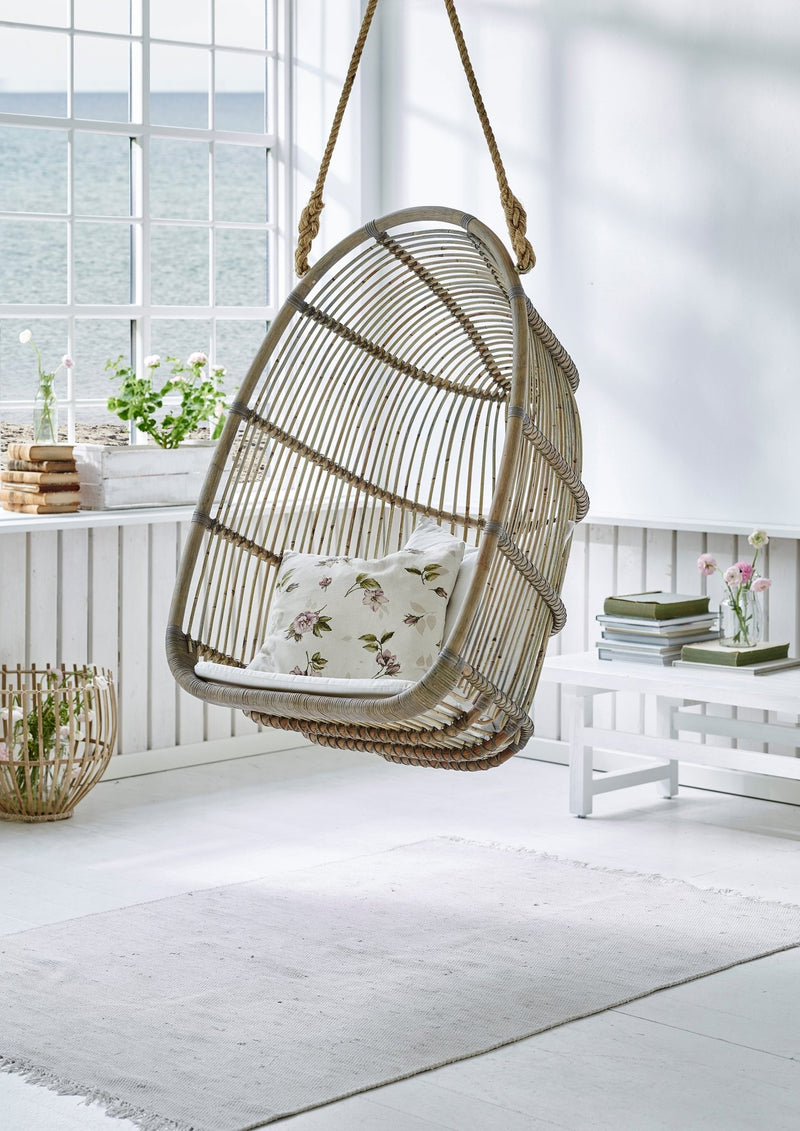 Renoir Rattan Hanging Swing Chair - Sika Design - Chairs - Antique - Tempotest White Canvas - HORNE