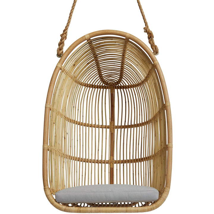 Renoir Rattan Hanging Swing Chair - Sika Design - Chairs - Taupe - Sunbrella Sailcloth Seagull - HORNE