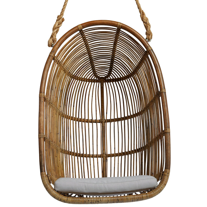 Renoir Rattan Hanging Swing Chair - Sika Design - Chairs - Taupe - Sunbrella Sailcloth Seagull - HORNE