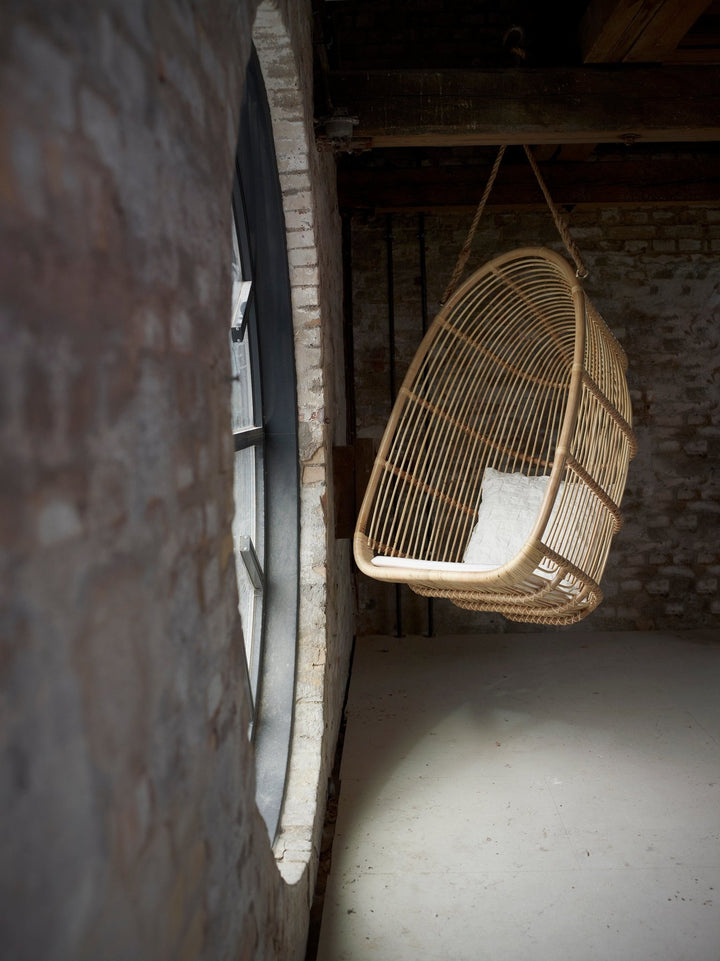 Renoir Rattan Hanging Swing Chair - Sika Design - Chairs - Taupe - Sunbrella Sailcloth Seagull - HORNE