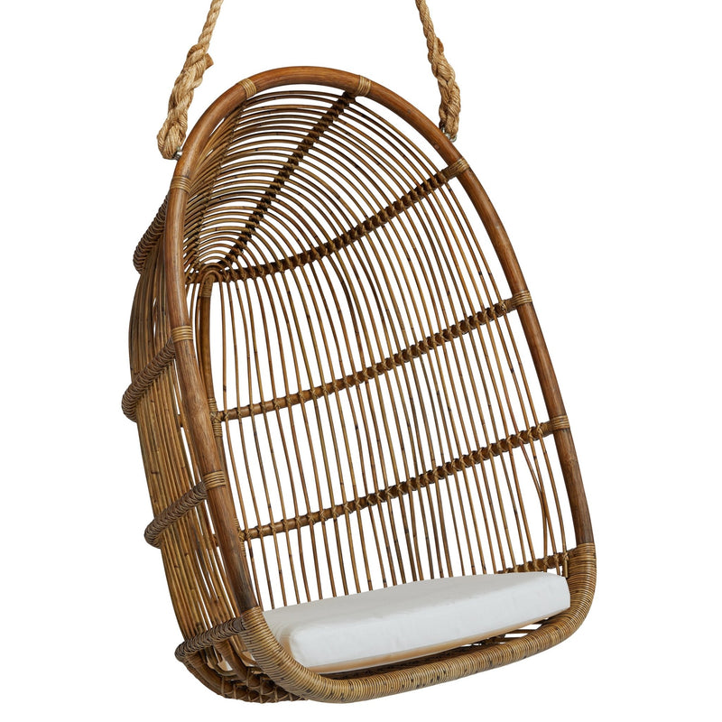 Renoir Rattan Hanging Swing Chair - Sika Design - Chairs - Antique - Tempotest White Canvas - HORNE