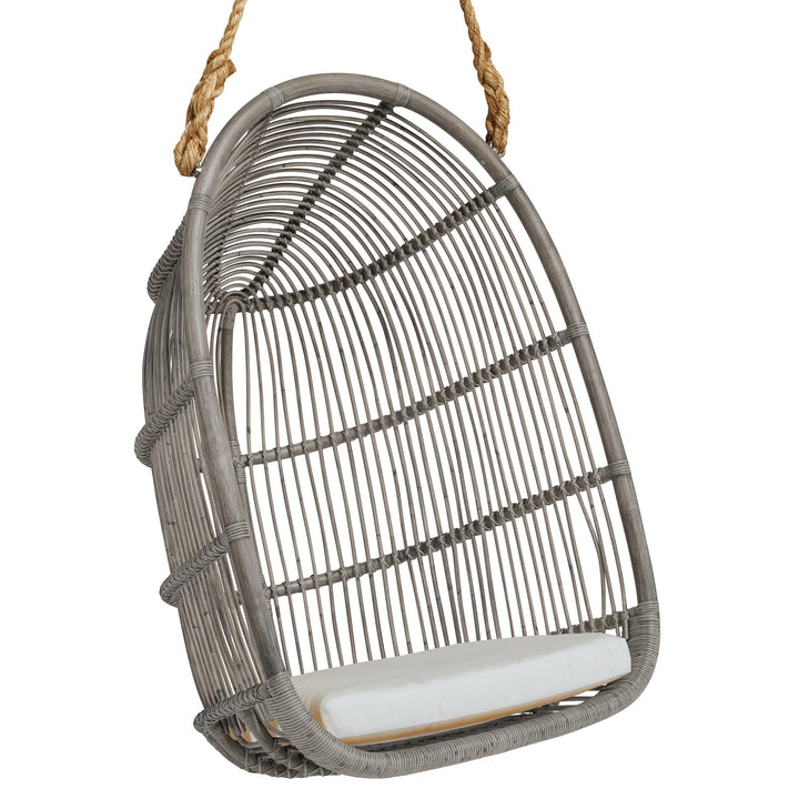 Renoir Rattan Hanging Swing Chair - Sika Design - Chairs - Taupe - Tempotest White Canvas - HORNE