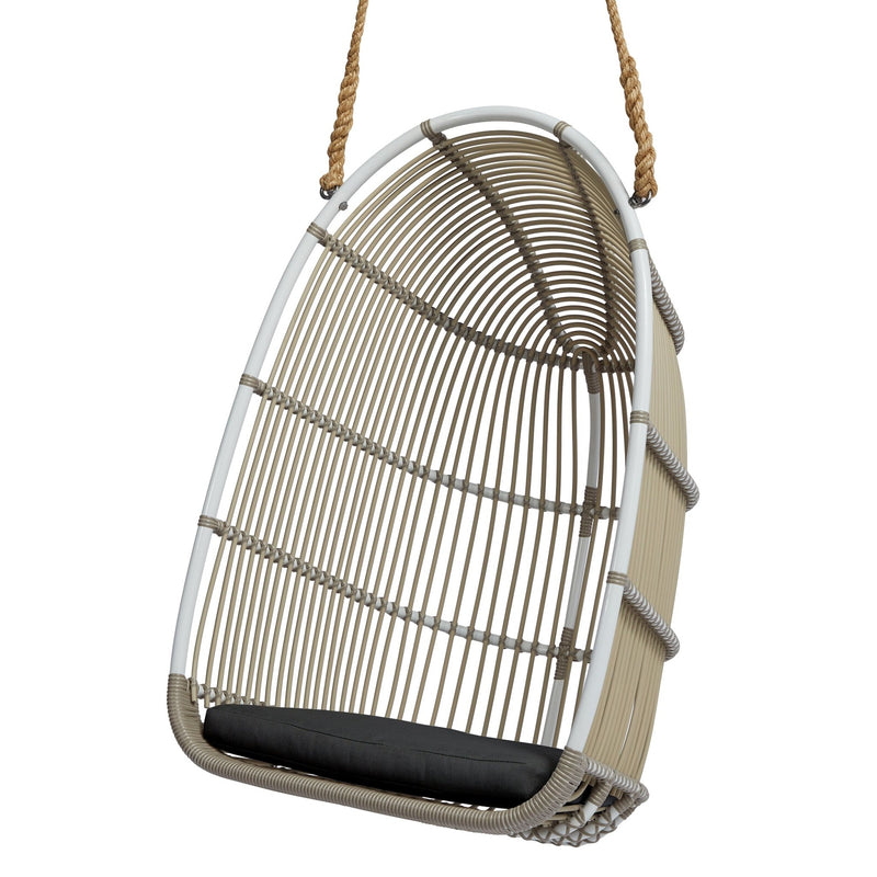 Renoir Rattan Hanging Swing Chair - Exterior - Sika Design - Outdoor Furniture - Natural - Tempotest White Canvas - HORNE