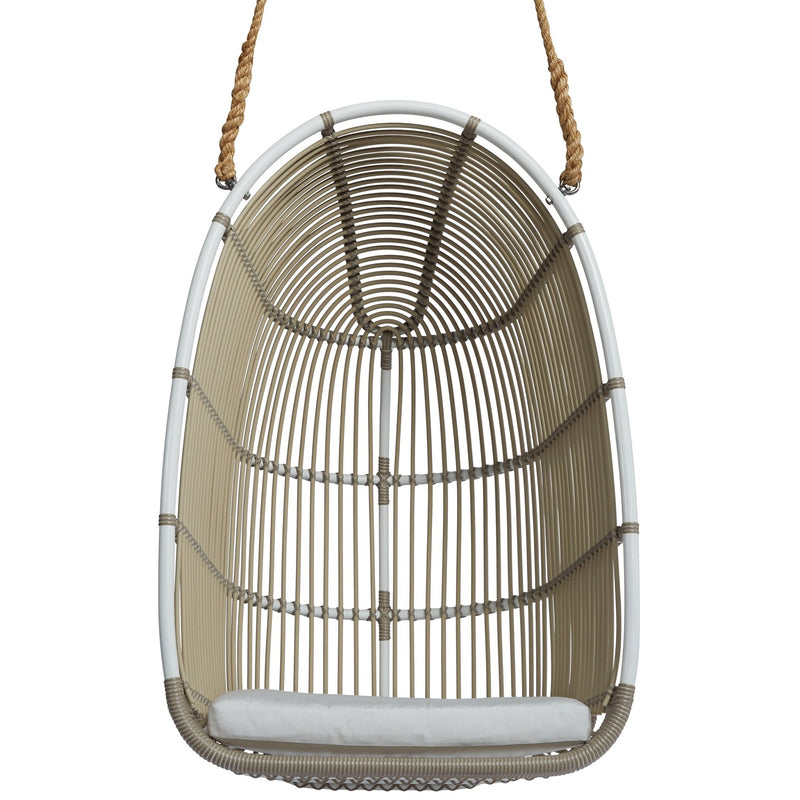 Renoir Rattan Hanging Swing Chair - Exterior - Sika Design - Outdoor Furniture - Natural - Tempotest White Canvas - HORNE