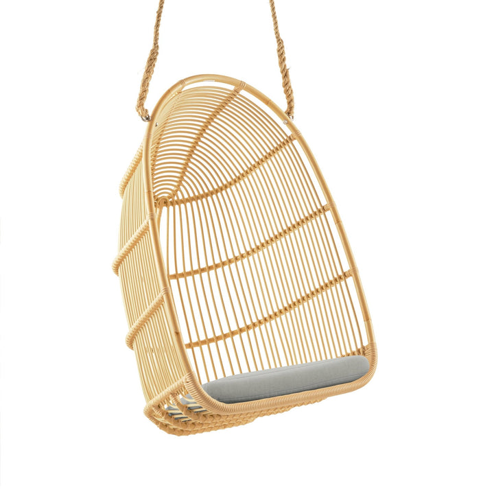 Renoir Rattan Hanging Swing Chair - Exterior - Sika Design - Outdoor Furniture - Natural - Sunbrella Sailcloth Seagull - HORNE