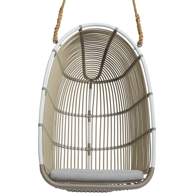 Renoir Rattan Hanging Swing Chair - Exterior - Sika Design - Outdoor Furniture - Natural - Tempotest White Canvas - HORNE