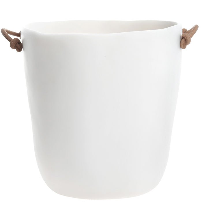 Resin Champagne Bucket - Leather Handles - Tina Frey - Barware - White - HORNE