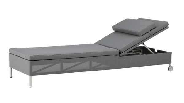 Rest Sunbed - Single - Cane Line - Outdoor Furniture - Grey Frame w/ Grey Natté Cushion - HORNE