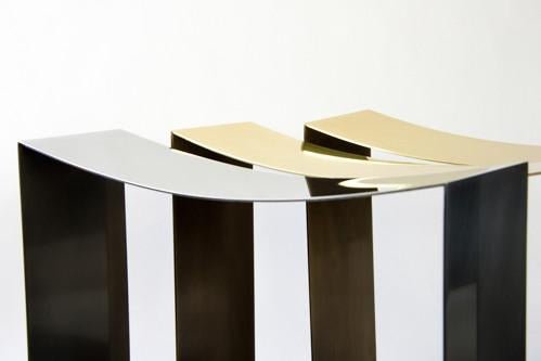 Ribbon Stool - Gentner Design - Stools + Benches + Ottomans - darkened stainless steel with polished stainless steel seat - HORNE