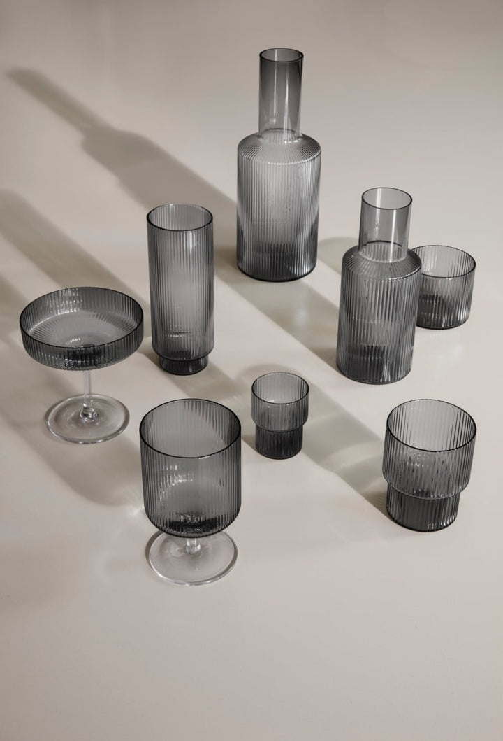 Ripple Carafe Set - Smoke - Ferm Living - Carafes + Pitchers - Smoked Grey - HORNE