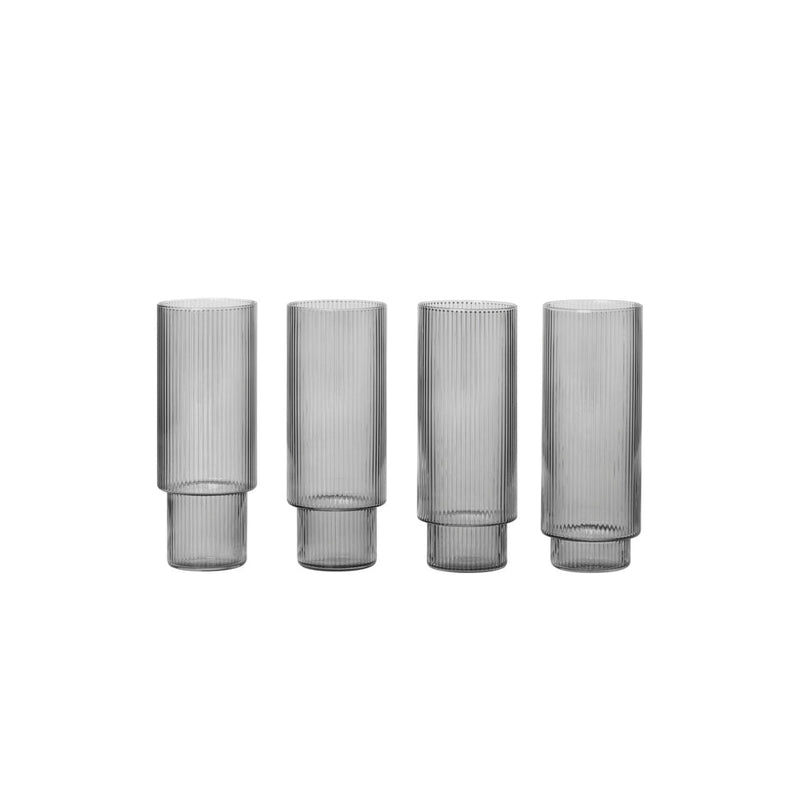 Ripple Long Drink Glass - Set of 4 - Ferm Living Glassware - HORNE