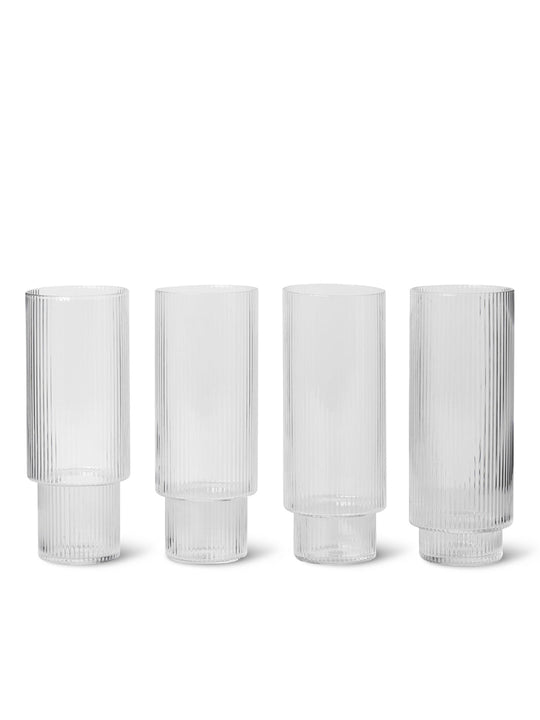 Ripple Long Drink Glasses (set of 4) - Ferm Living Glassware - HORNE