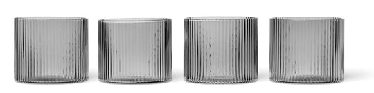Ripple Low Glasses - Set of 4 - Ferm Living Glassware - Smoked Grey - HORNE