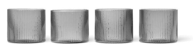 Ripple Low Glasses - Set of 4 - Ferm Living Glassware - Clear - HORNE