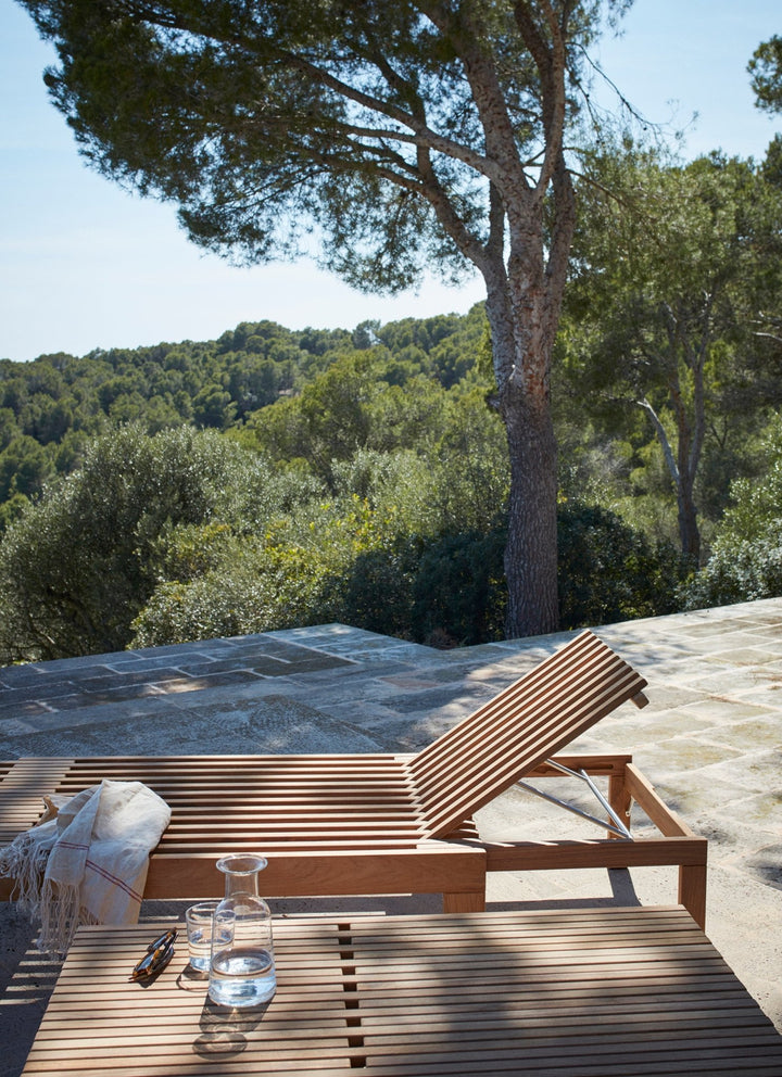 HORNE Riviera Folding Teak Sunbed Lounger
