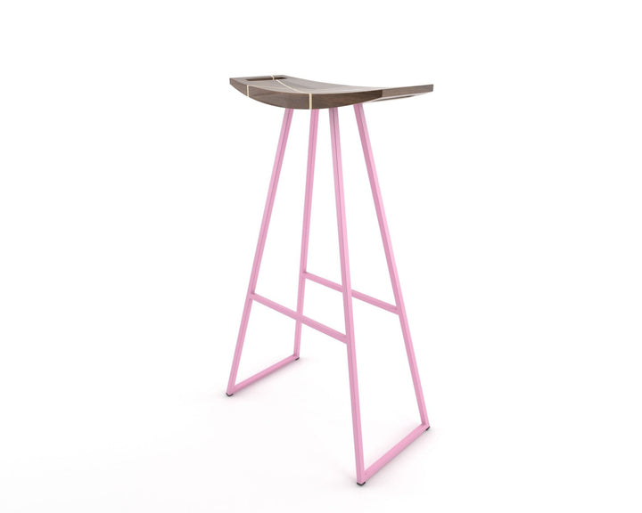 Roberts Bar Stool - Tronk - Stools + Benches + Ottomans - Walnut with Maple Inlay - Pink - HORNE