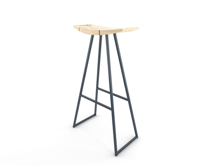 Roberts Bar Stool - Tronk - Stools + Benches + Ottomans - Maple with Walnut Inlay - Navy - HORNE