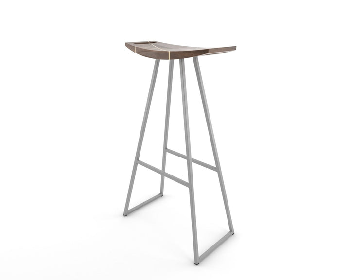 Roberts Bar Stool - Tronk - Stools + Benches + Ottomans - Walnut with Maple Inlay - Gray - HORNE