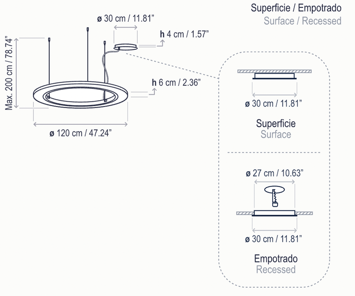 Roda S/120 LED Dimmable Pendant - Bover - Pendants - White - Surface Canopy - HORNE