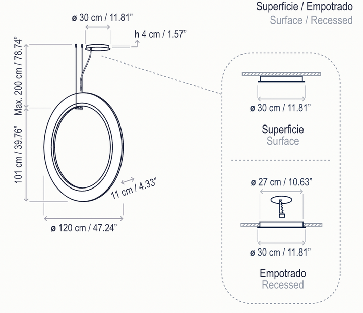 Roda S/120/V LED Dimmable Pendant - Bover - Pendants - White - Surface Canopy - HORNE