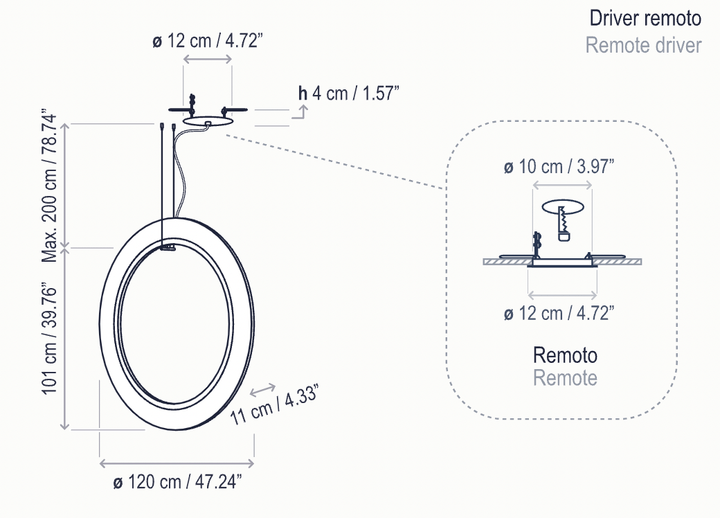 Roda S/120/V LED Dimmable Pendant - Bover - Pendants - White - Surface Canopy - HORNE