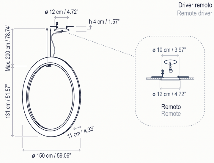 Roda S/150/V LED Dimmable Pendant - Bover - Pendants - White - Surface Canopy - HORNE