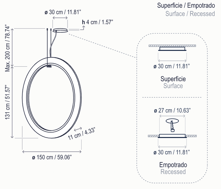 Roda S/150/V LED Dimmable Pendant - Bover - Pendants - White - Surface Canopy - HORNE
