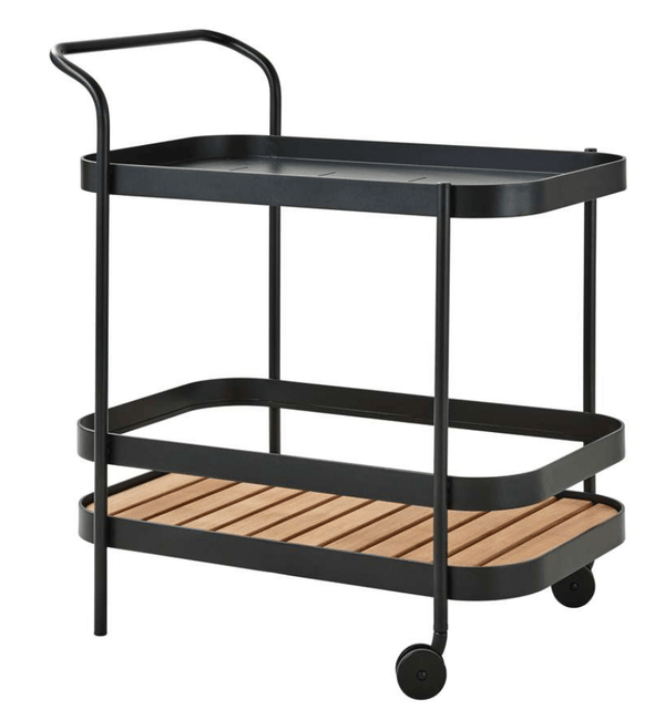Roll Bar Trolley With Teak - Cane Line - Outdoor Furniture - Lava - HORNE