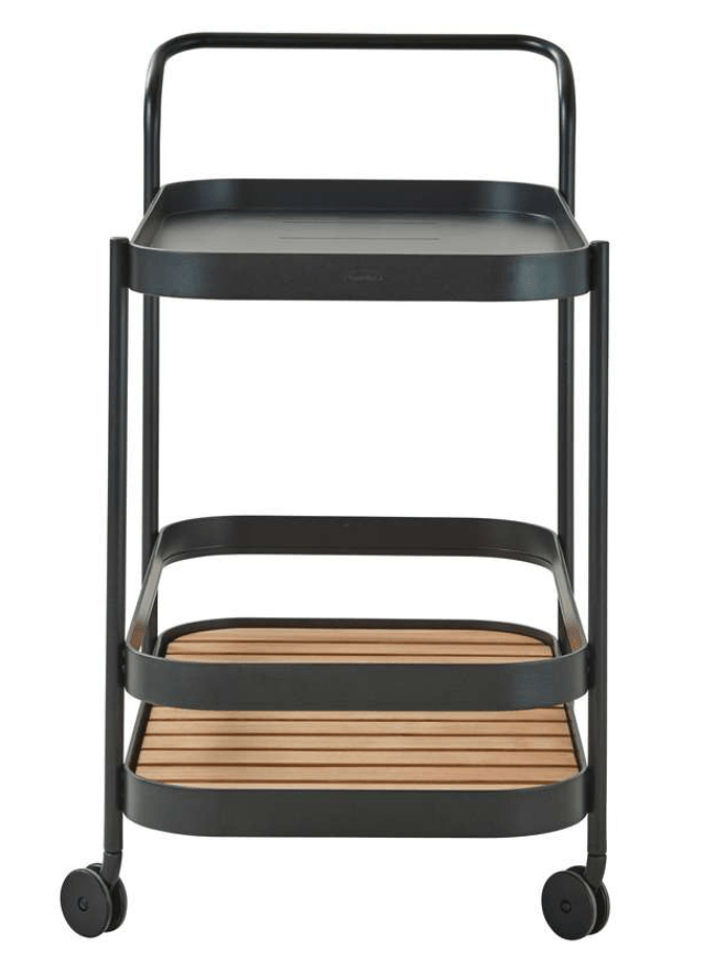 Roll Bar Trolley With Teak - Cane Line - Outdoor Furniture - Lava - HORNE