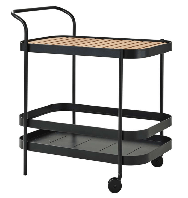Roll Bar Trolley With Teak - Cane Line - Outdoor Furniture - Lava - HORNE