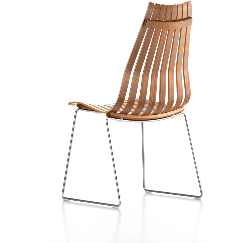 Scandia Prince Stackable Highback Chair - Fjordfiesta - Chairs - Oak Veneer with Satin Chrome Base - HORNE