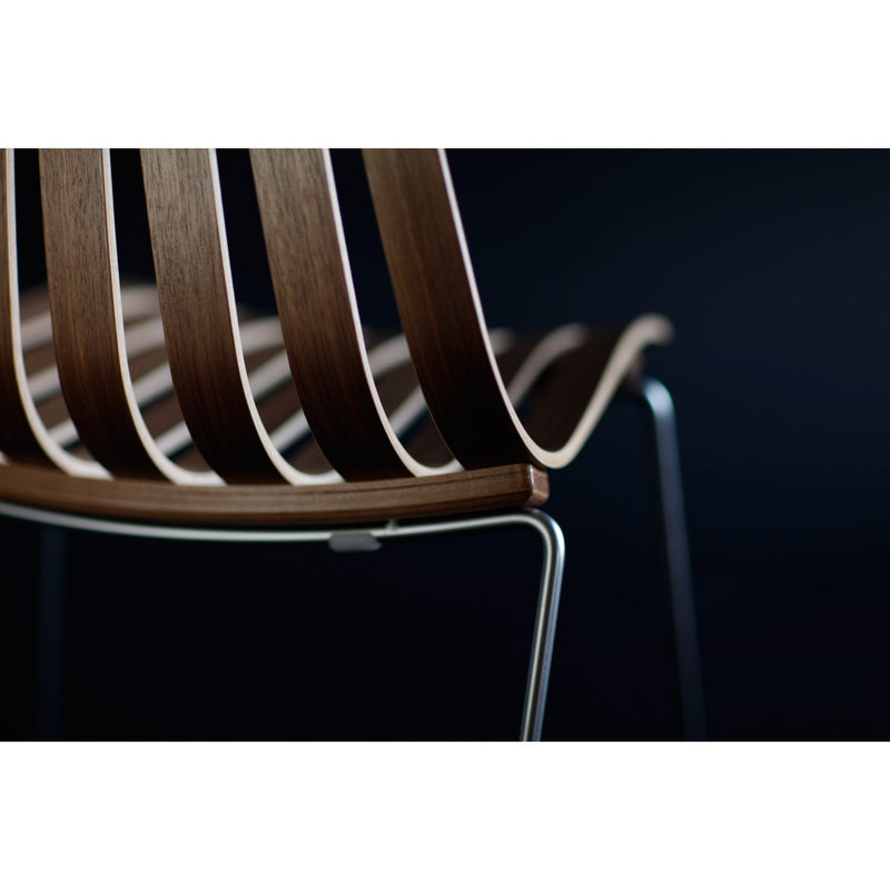 Scandia Prince Stackable Highback Chair - Fjordfiesta - Chairs - Oak Veneer with Satin Chrome Base - HORNE