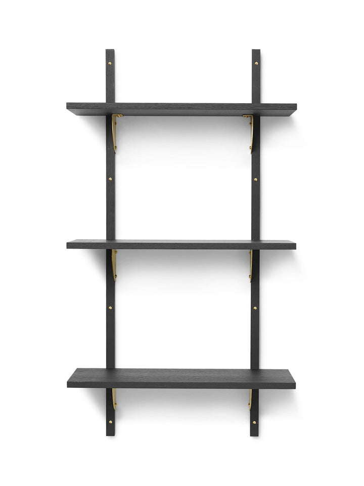 Sector Triple Narrow - Ferm Living - Shelving - Dark Stained Ash/Brass - HORNE