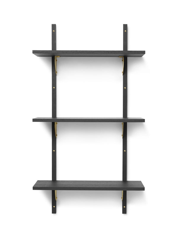Sector Triple Narrow - Ferm Living - Shelving - Dark Stained Ash/Brass - HORNE