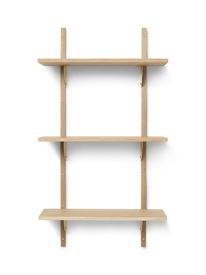 Sector Triple Narrow - Ferm Living - Shelving - Natural Oak/Brass - HORNE