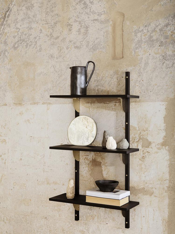 Sector Triple Narrow - Ferm Living - Shelving - Natural Oak/Brass - HORNE