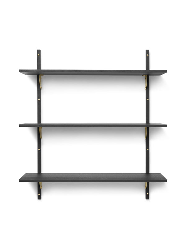 Sector Triple Wide - Ferm Living - Shelving - Dark Stained Ash/Brass - HORNE