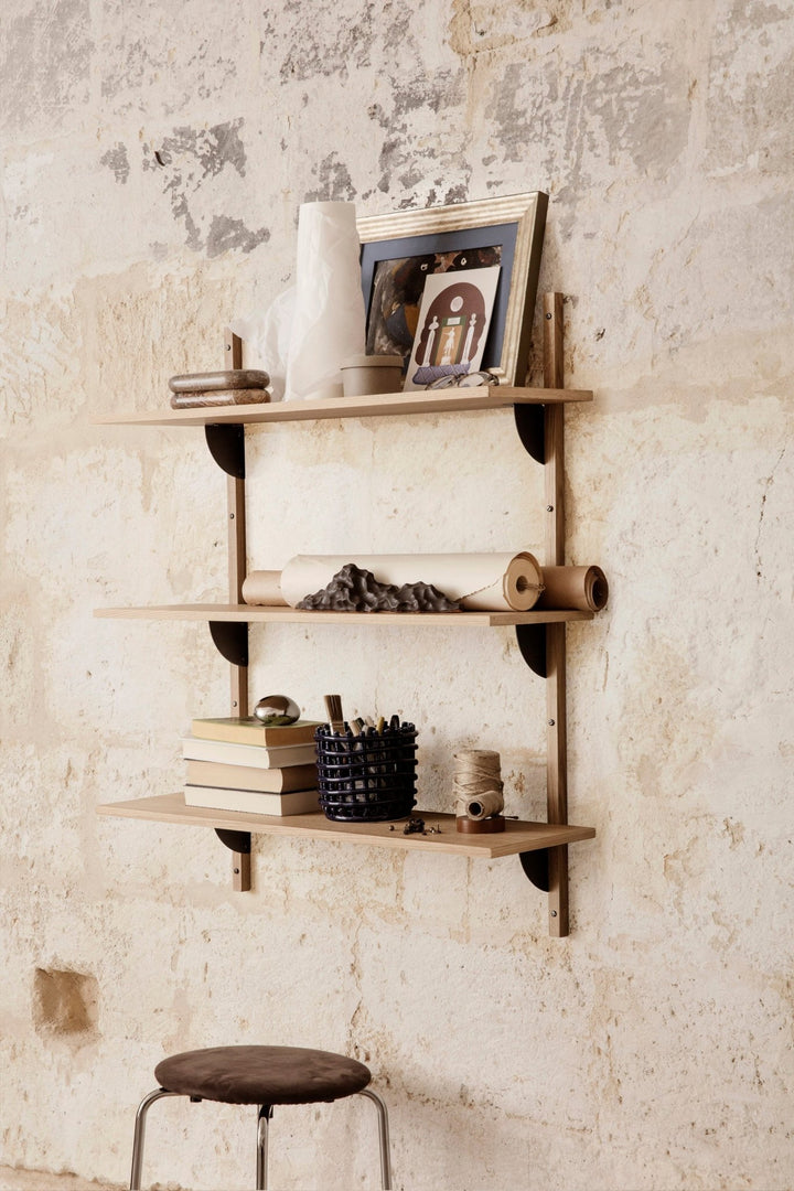 Sector Triple Wide - Ferm Living - Shelving - Natural Oak/Black Brass - HORNE
