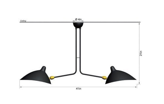 Serge Mouille 2 Still Arm Ceiling Lamp