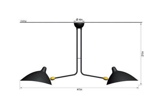 Serge Mouille 2 Still Arm Ceiling Lamp