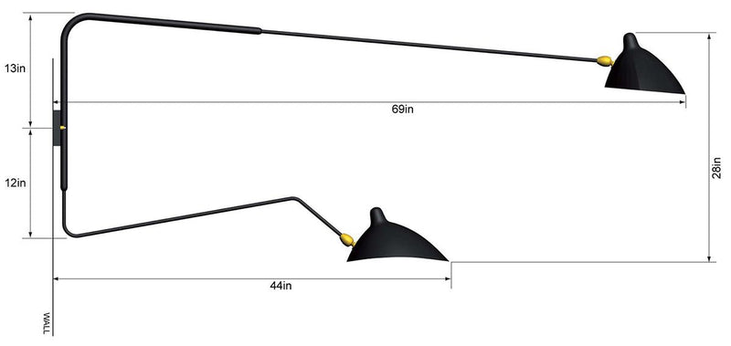 Serge Mouille 2-Arm Rotating Sconce