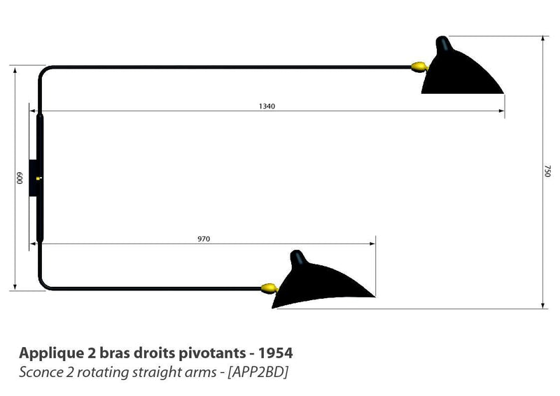 Serge Mouille 2-Rotating Straight Arms Sconce