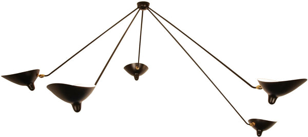 Serge Mouille 5 Still Arm Spider Ceiling Lamp