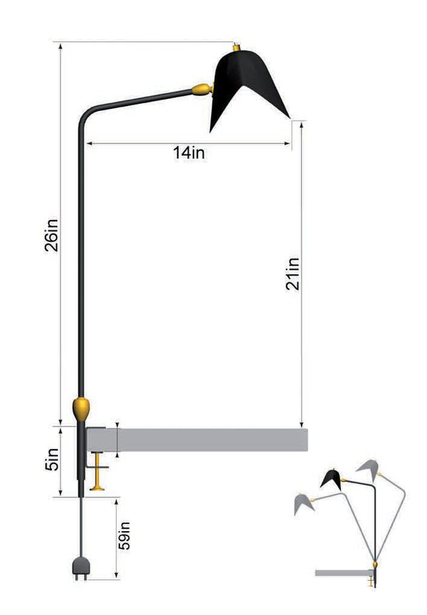Serge Mouille Agrafee Double Pivot Clamp Lamp