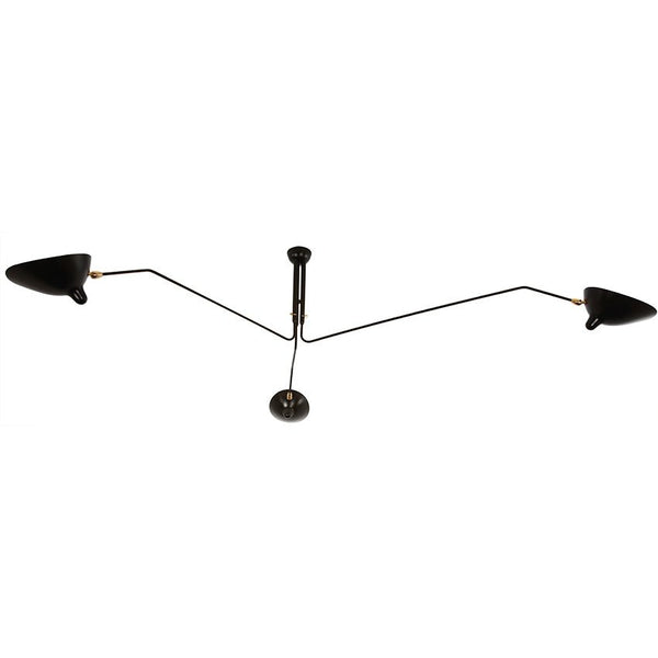 Serge Mouille Three-Arm Rotating Ceiling Lamp