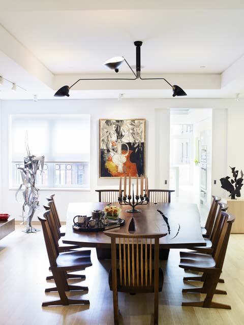 Serge Mouille Three-Arm Rotating Ceiling Lamp