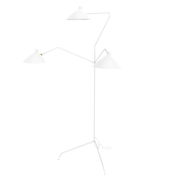 Serge Mouille Three - Arm Rotating Floor Lamp - Serge Mouille - Floor Lamps - White - HORNE